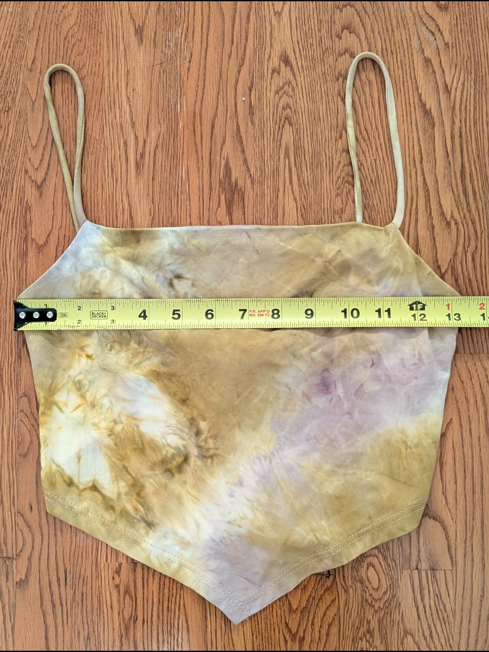 Blue Blush Mustard Yellow and Pale Purple Tie-Dye Tie Back Crop Tank Top - Picture 4 of 8